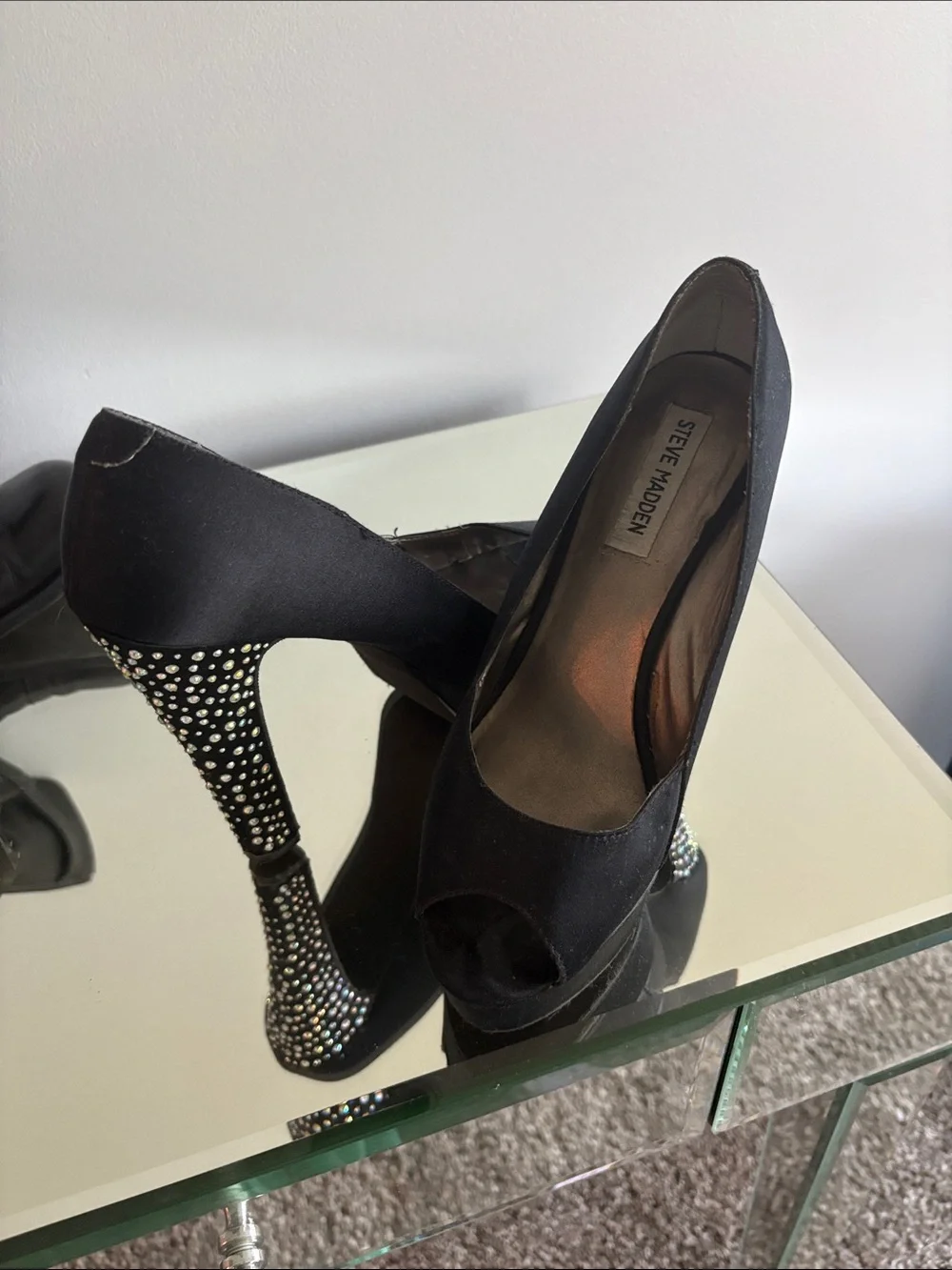 Steve Madden Black Peep-Toe Platform Heels